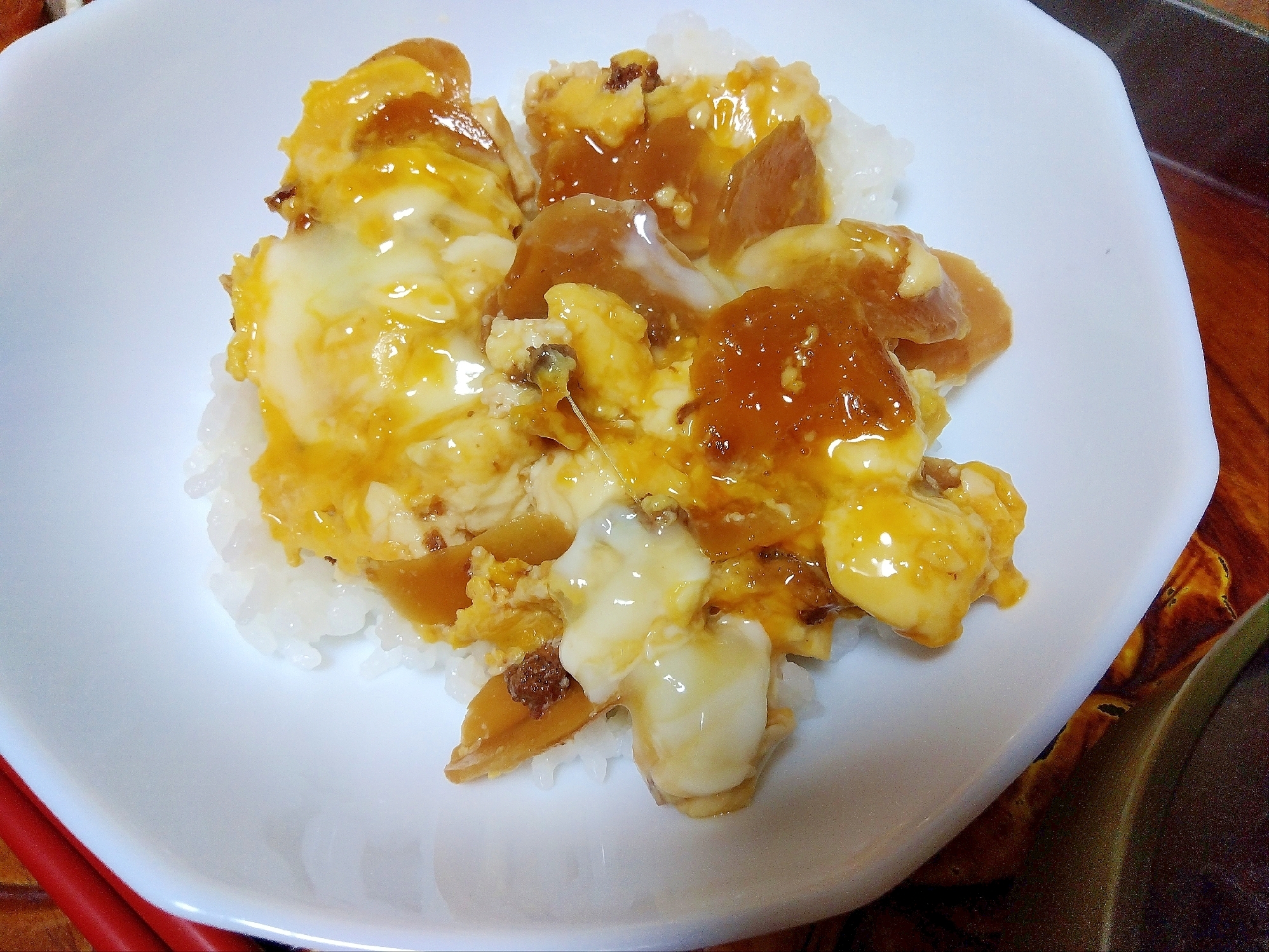 牛肉のしぐれ煮&豆腐の卵とじ丼