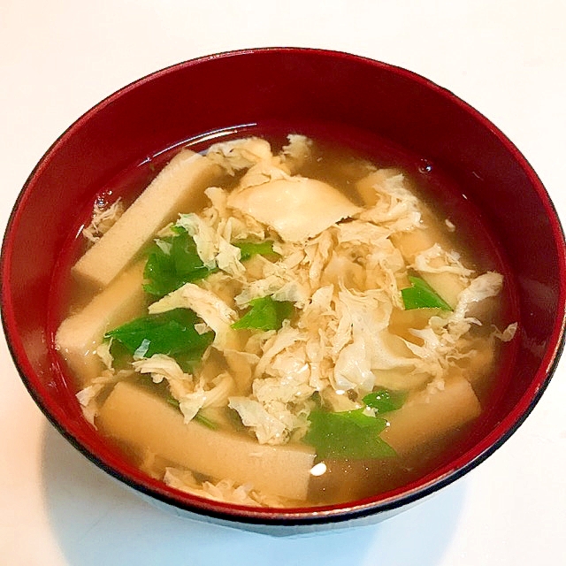 ふわふわ仕上げ☆ごぼうと高野豆腐の中華卵スープ