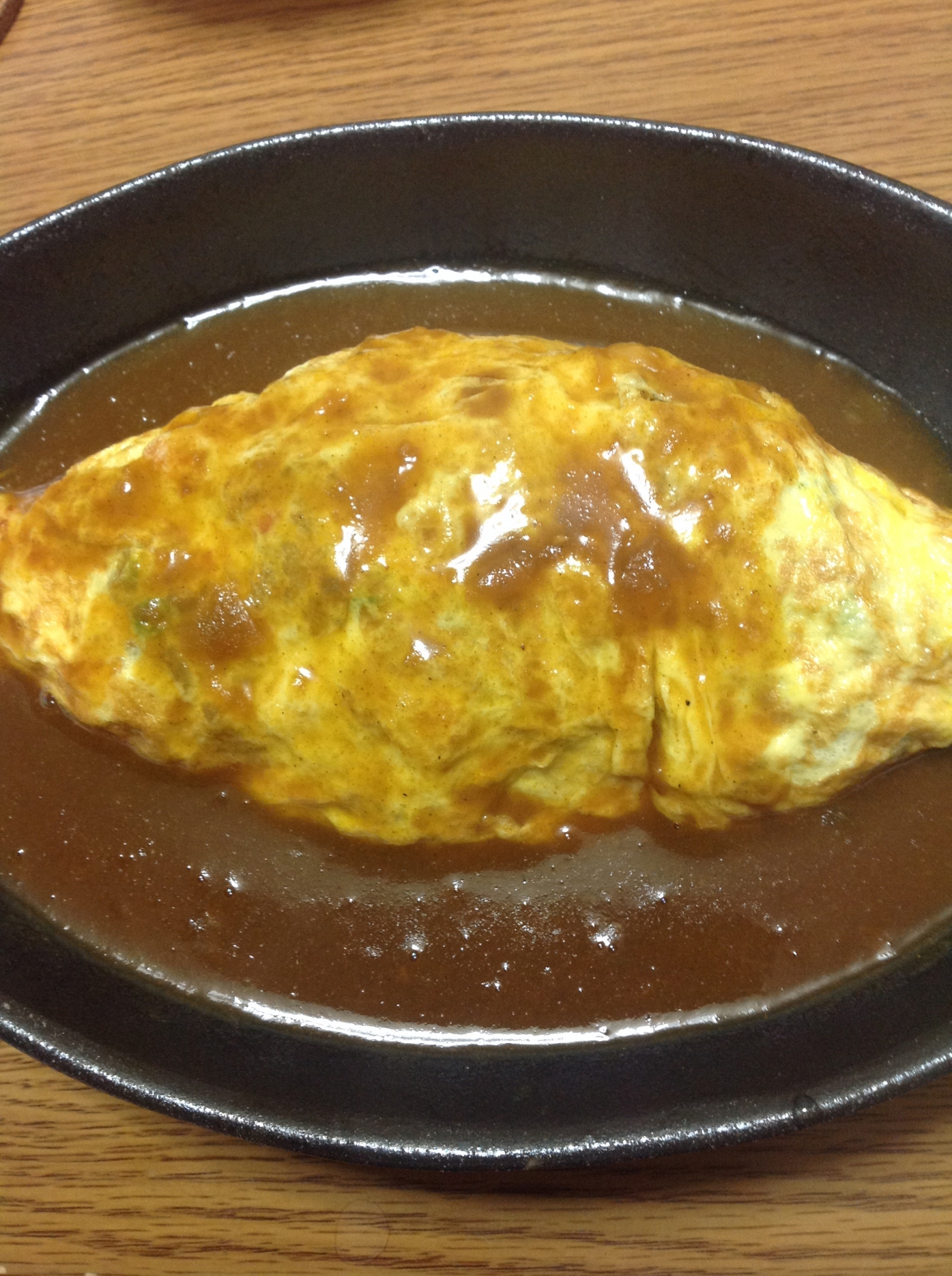 カレーの残りでダブルカレーオムライス