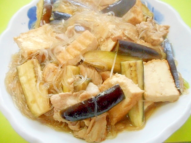 茄子と厚揚げ春雨のオイスター煮