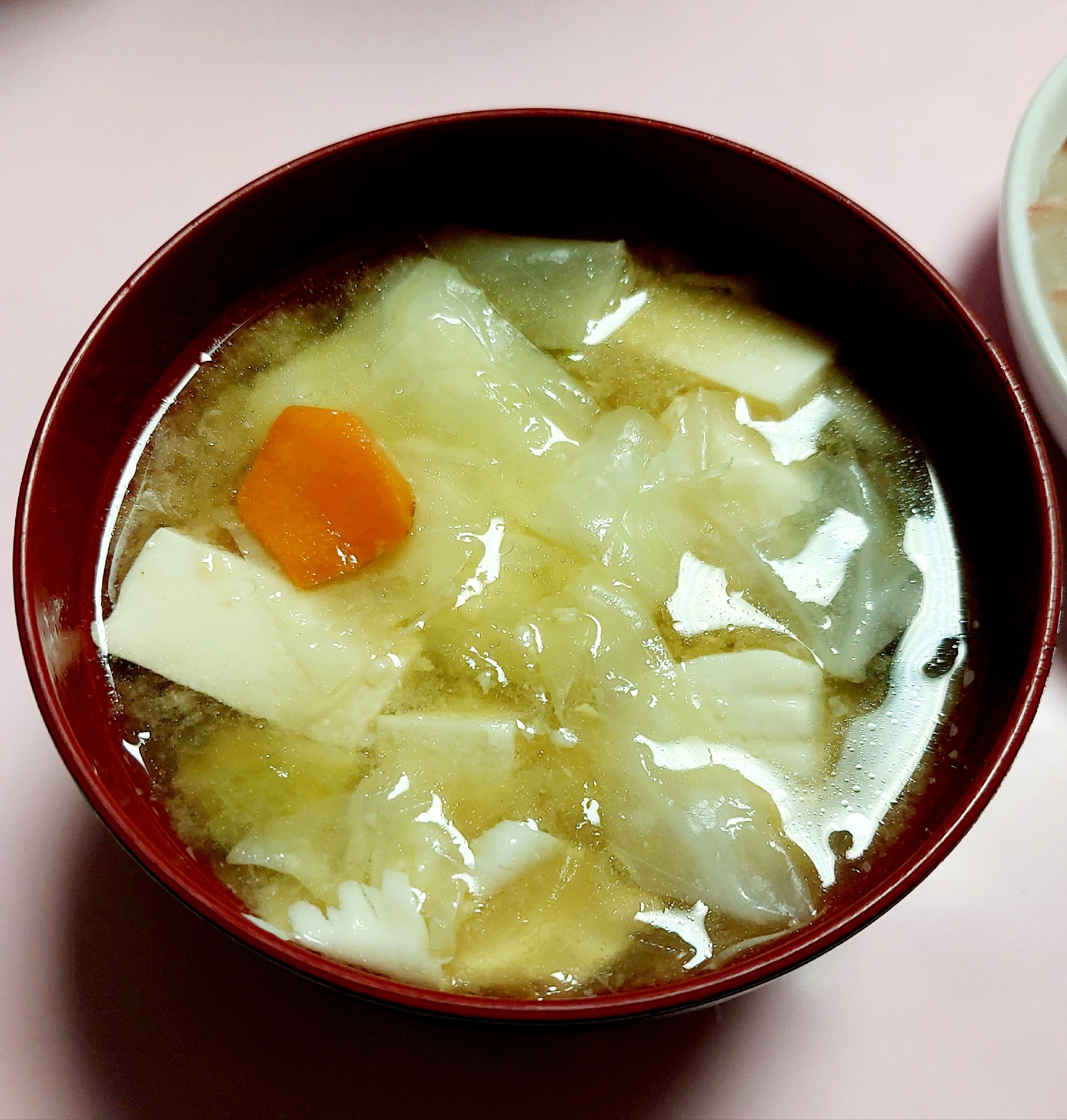 人参キャベツ豆腐みそ汁