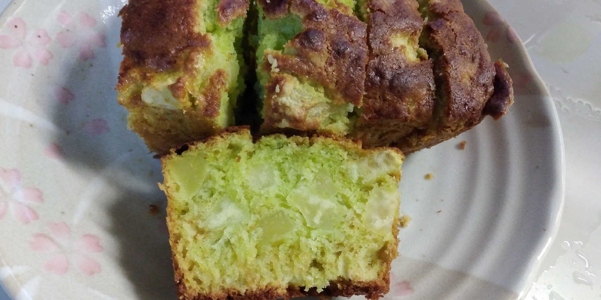 蒸しイモ、かき氷シロップをリメイク、バウンドケーキ