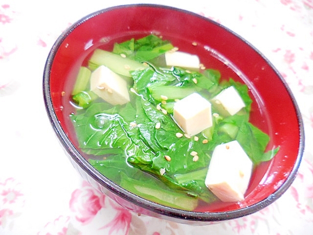 ❤小松菜と木綿豆腐の白だしスープ❤