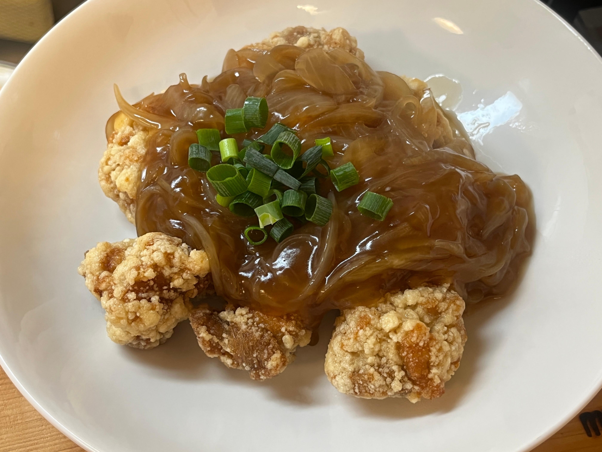 冷凍唐揚げの玉ねぎあんかけ