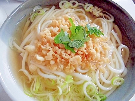 揚げ玉と大葉と長ねぎで　煮込みうどん