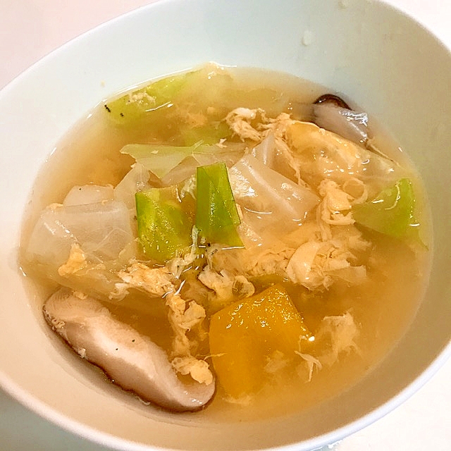 温まるぅ キャベツとパプリカと椎茸の中華卵スープ レシピ 作り方 By えだ豆カシューナッツ 楽天レシピ