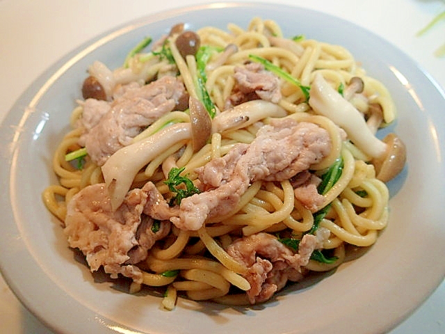 創味で　豚としめじと水菜の焼きちゃんぽん