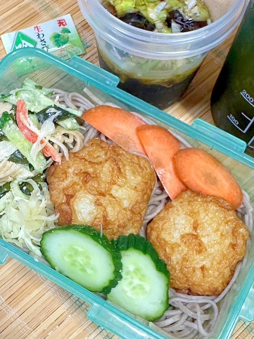 玉ねぎ坊主で蕎麦弁当！