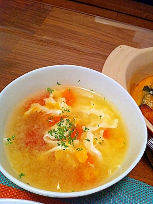 プチトマトとたまごの洋風スープ