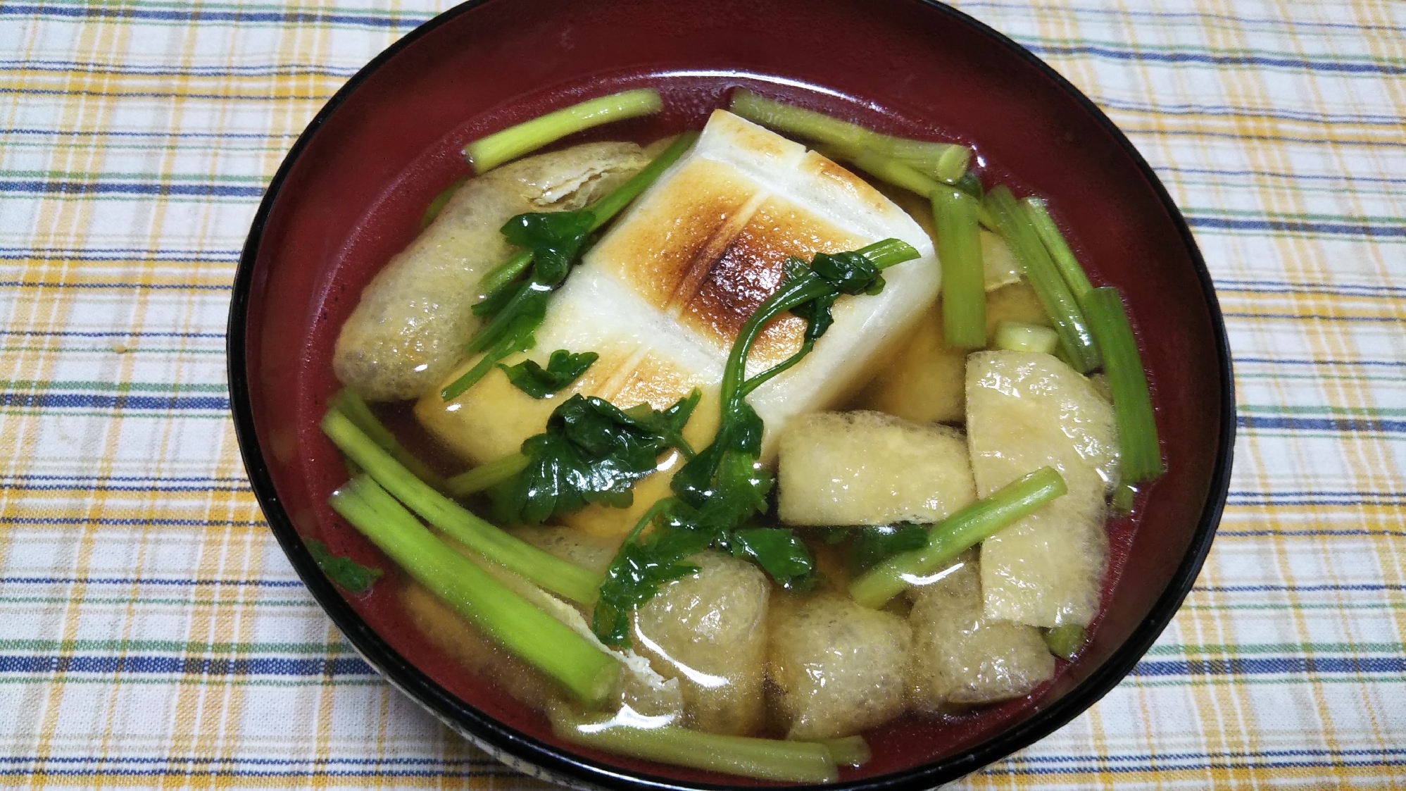 セリと油揚げのさっぱり雑煮☆