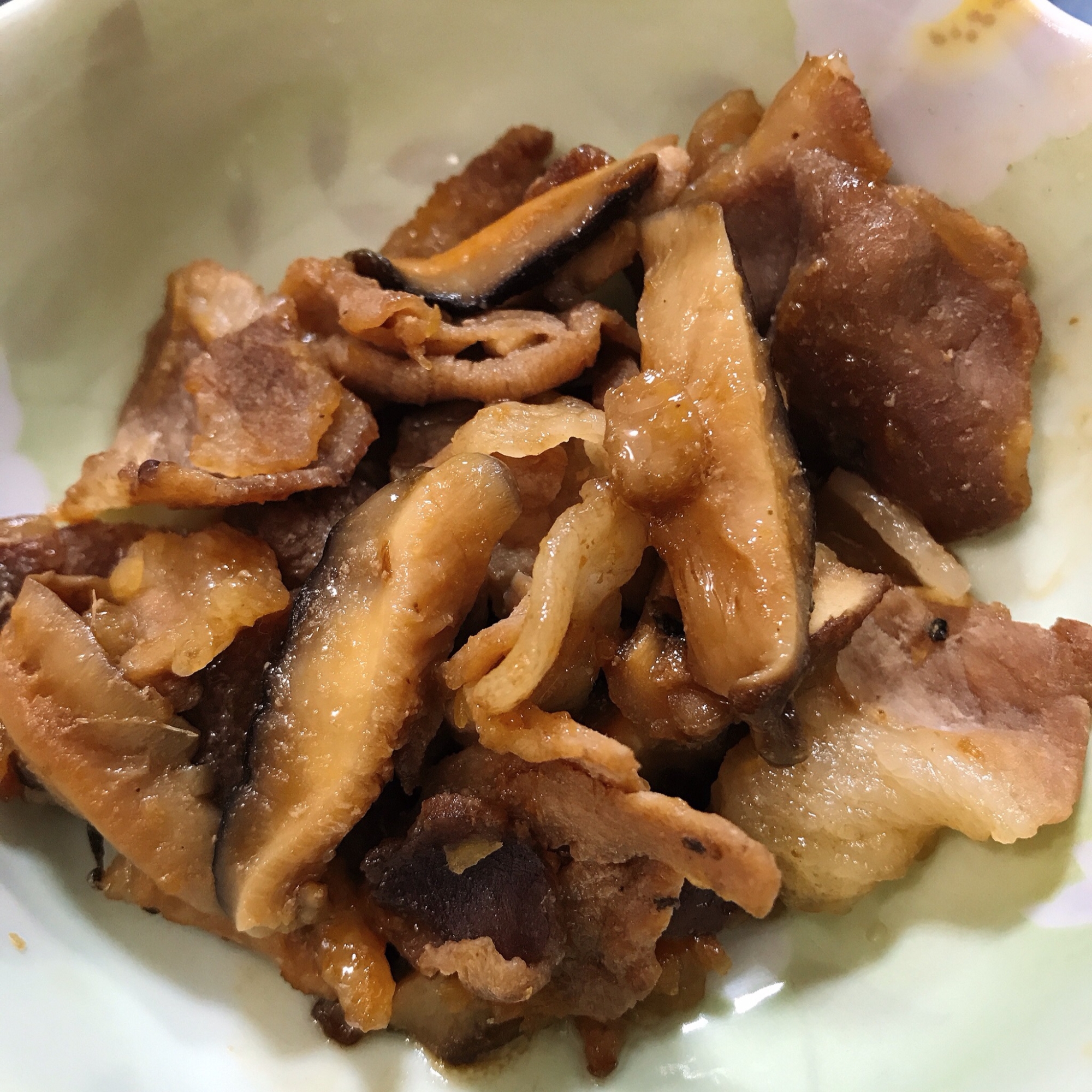 椎茸と豚肉の甘辛炒め