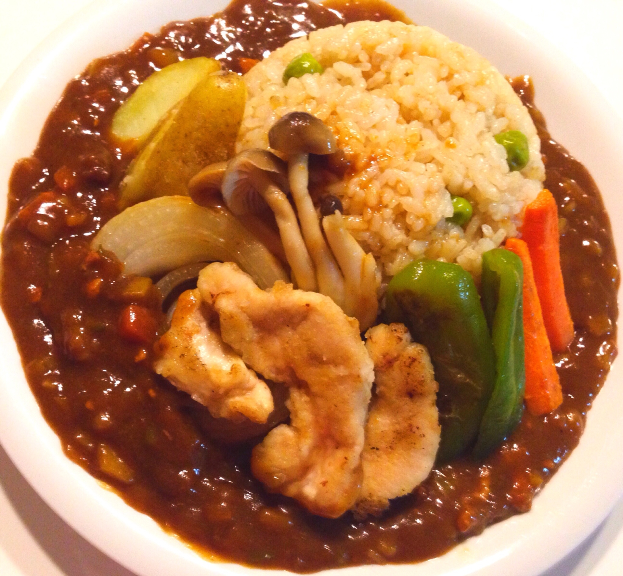 肉じゃがの残り汁で野菜メインのキーマカレー