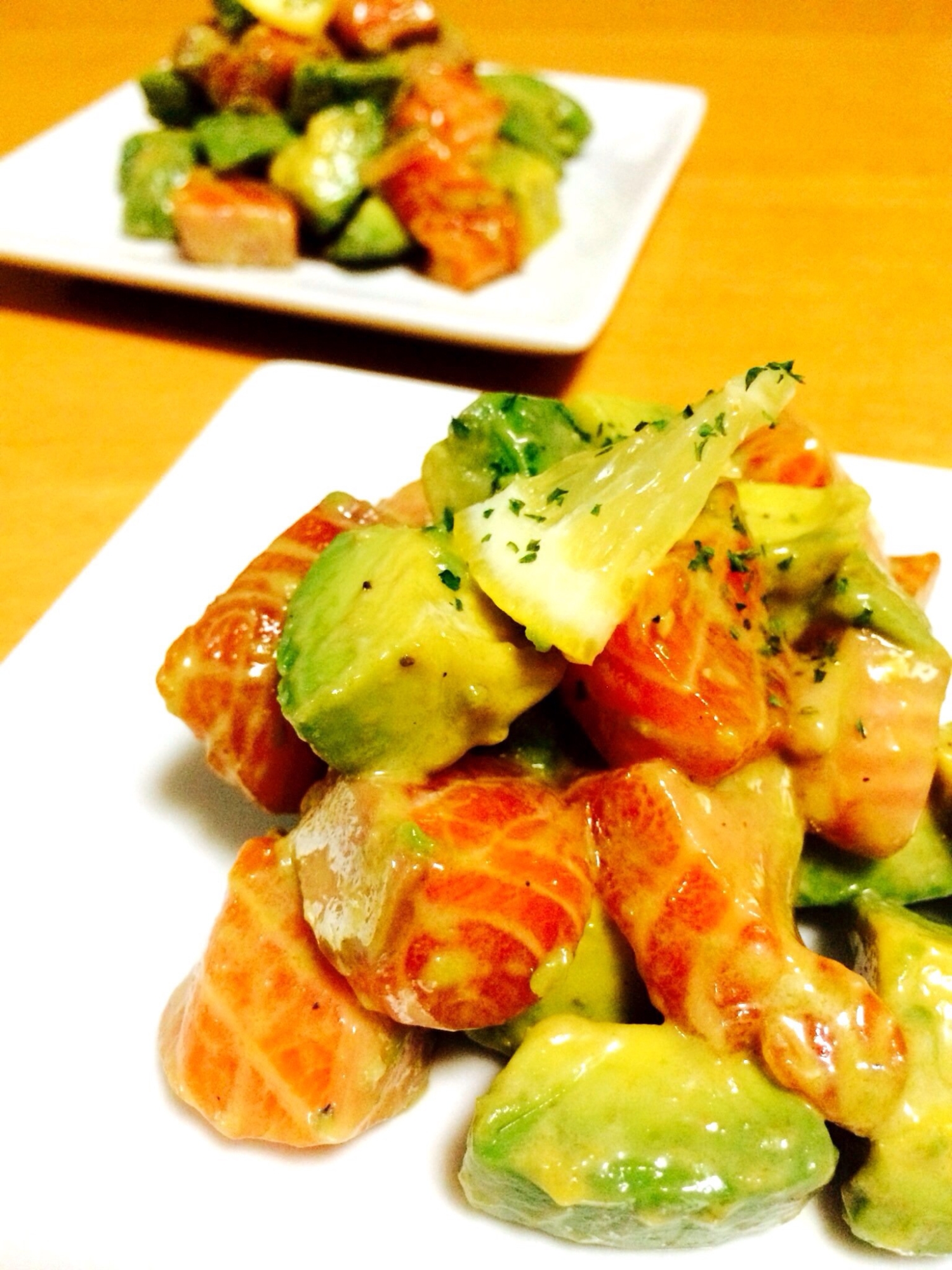 簡単に一品*アボカドとサーモンのサラダ