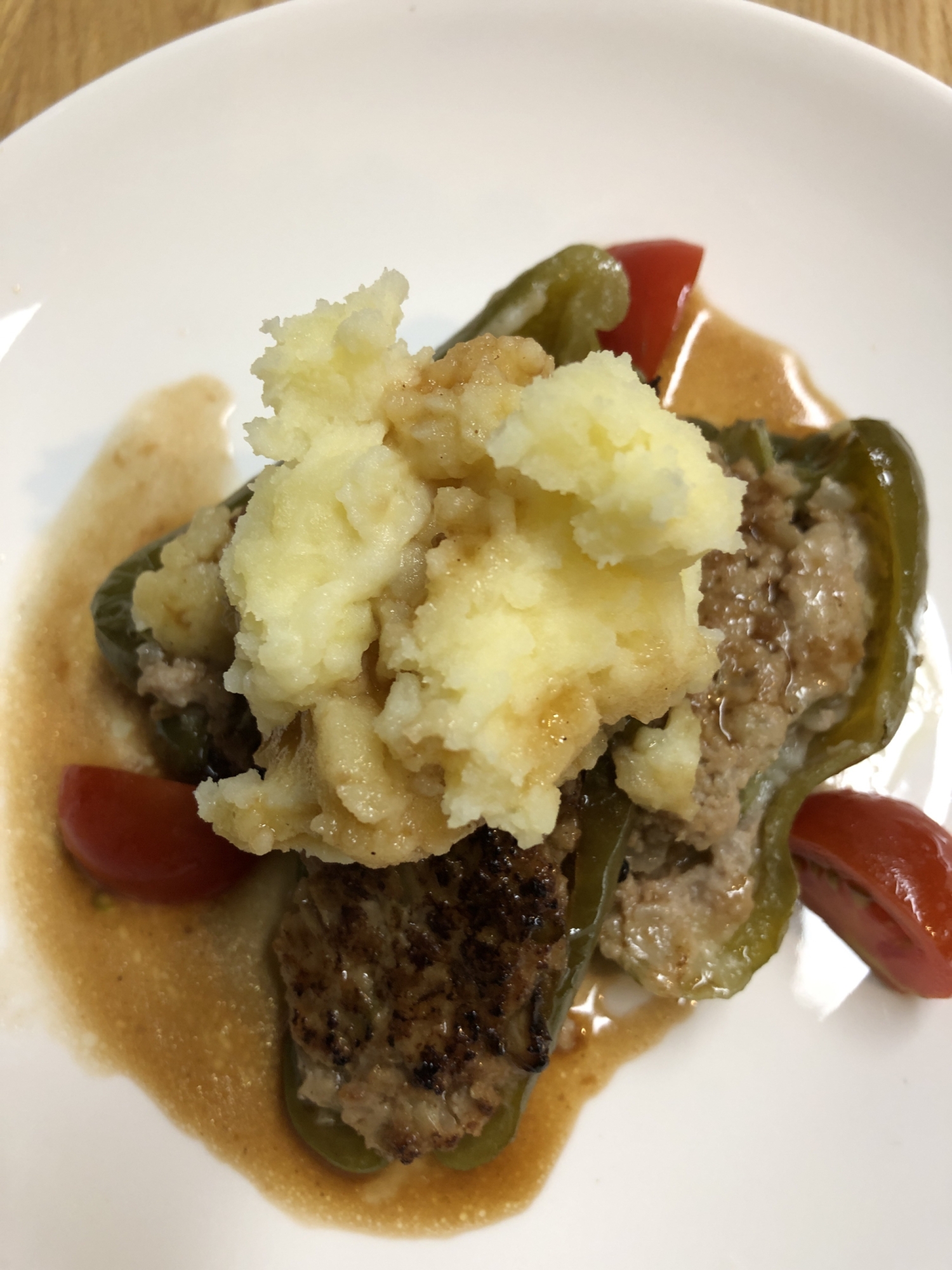 ピーマン肉詰めマッシュポテト