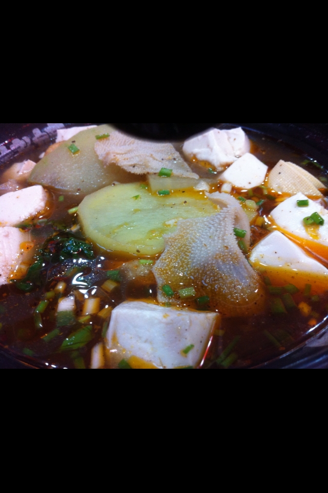 センマイと豆腐のピリ辛スープ