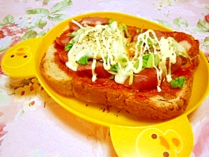 男子系 ソーセージと葱のマヨチーズトースト レシピ 作り方 By 小太郎１２１２ 楽天レシピ