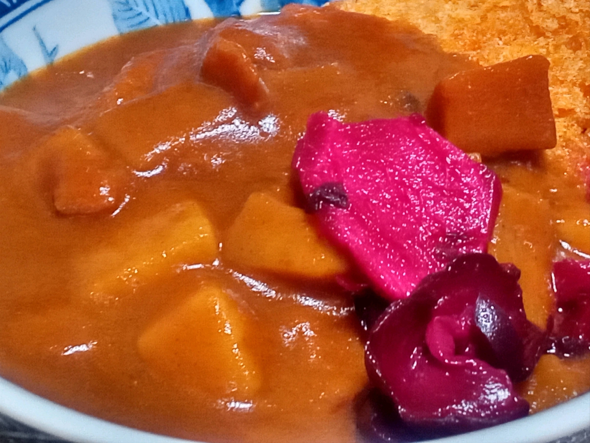 しば漬けdeアジフライのカレーライス