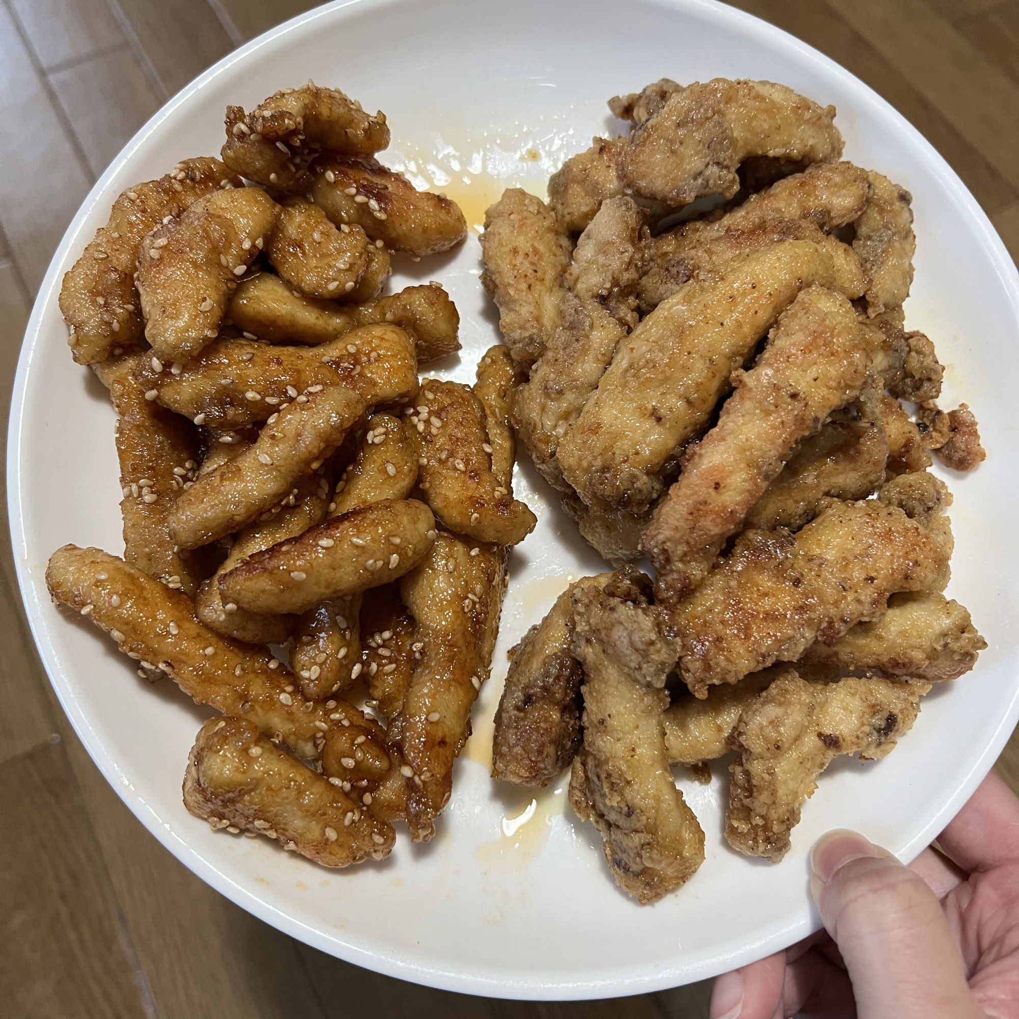 鶏むね肉の甘辛スティックチキンとカレー風