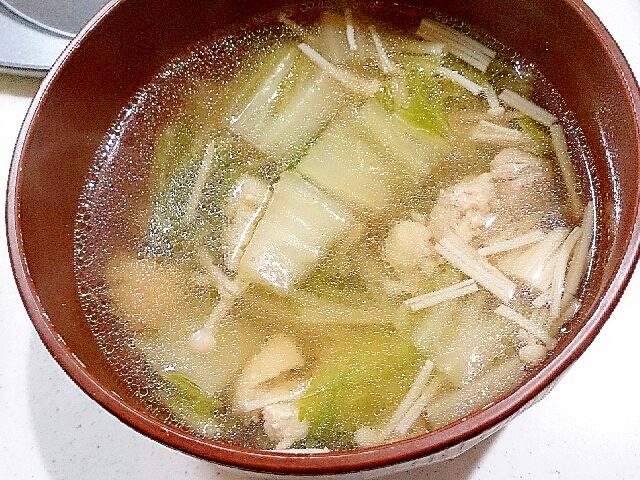 鶏もも肉と白菜とえのきの中華スープ