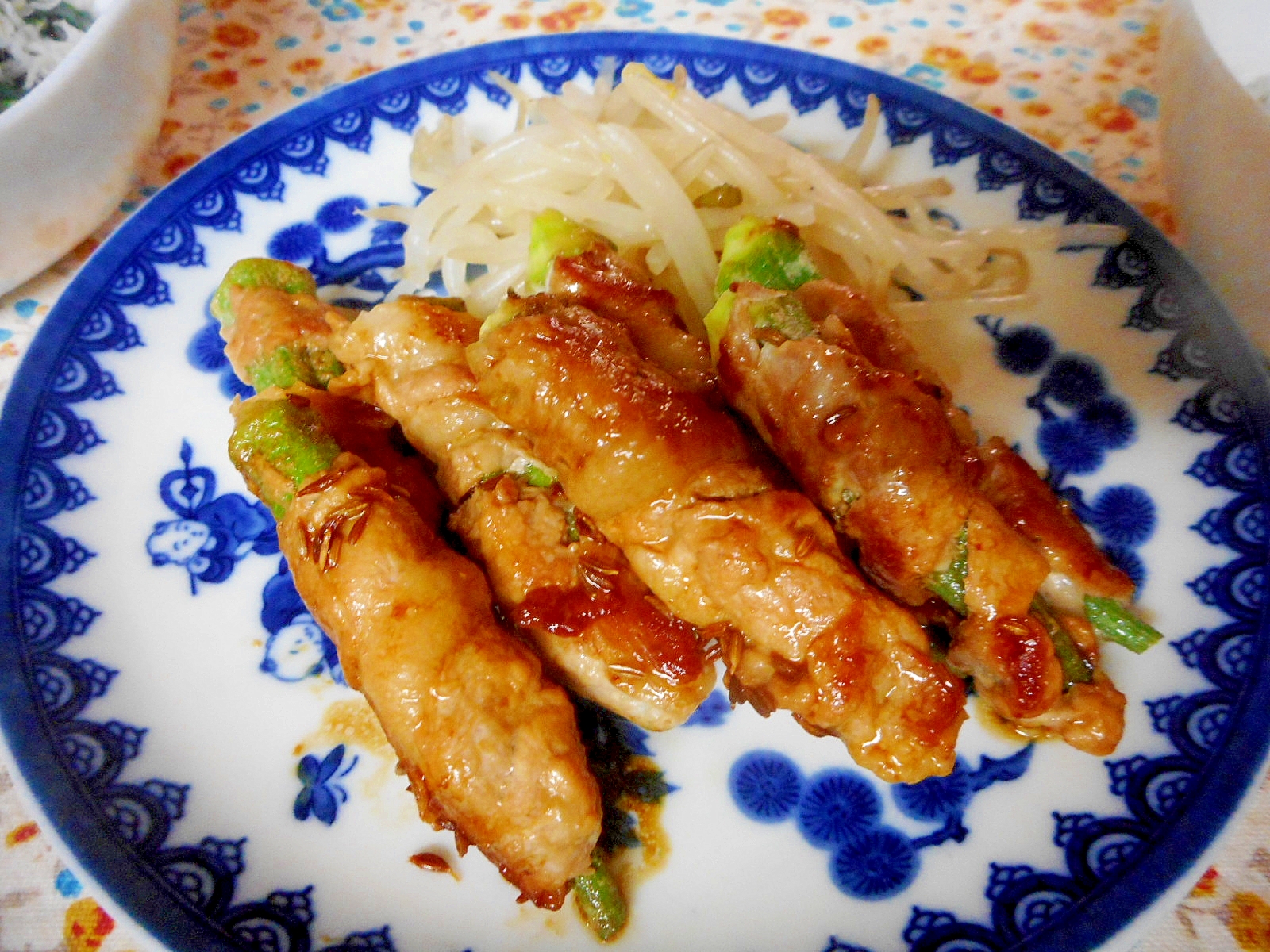 オクラの肉巻きクミン醤油焼き