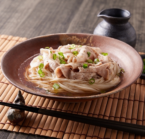 豚しゃぶのねぎ塩ぶっかけそうめん