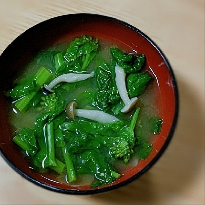 菜の花としめじの味噌汁