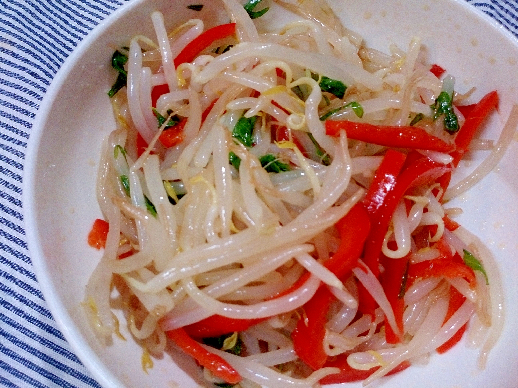 もやしとパプリカと水菜で中華ナムル