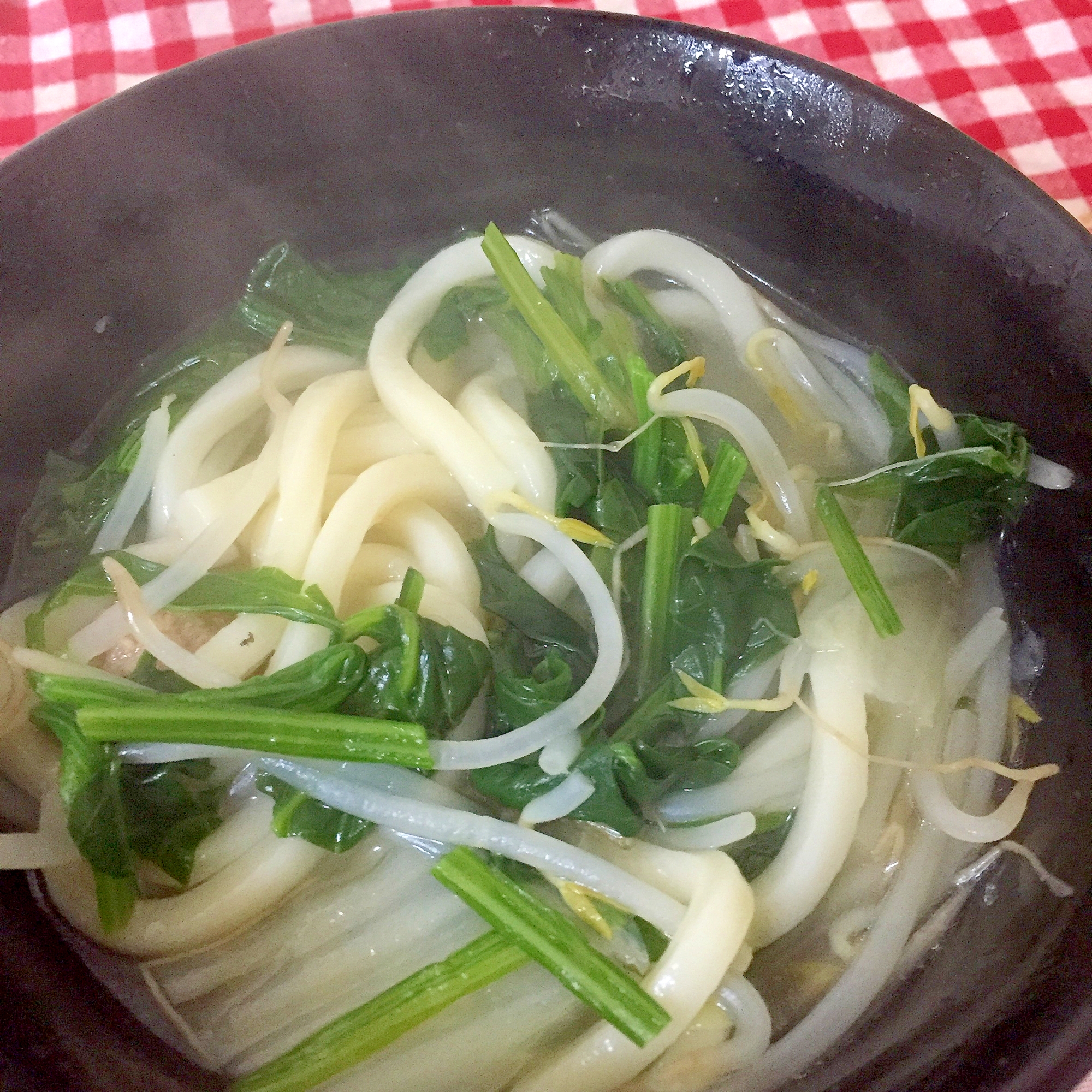 ほうれん草ともやしのうどん☆