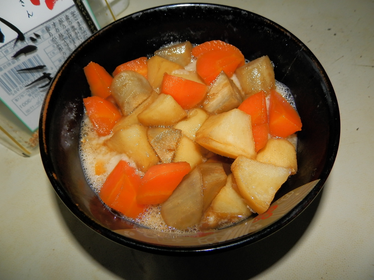 釜揚げうどんと野菜煮のトッピング