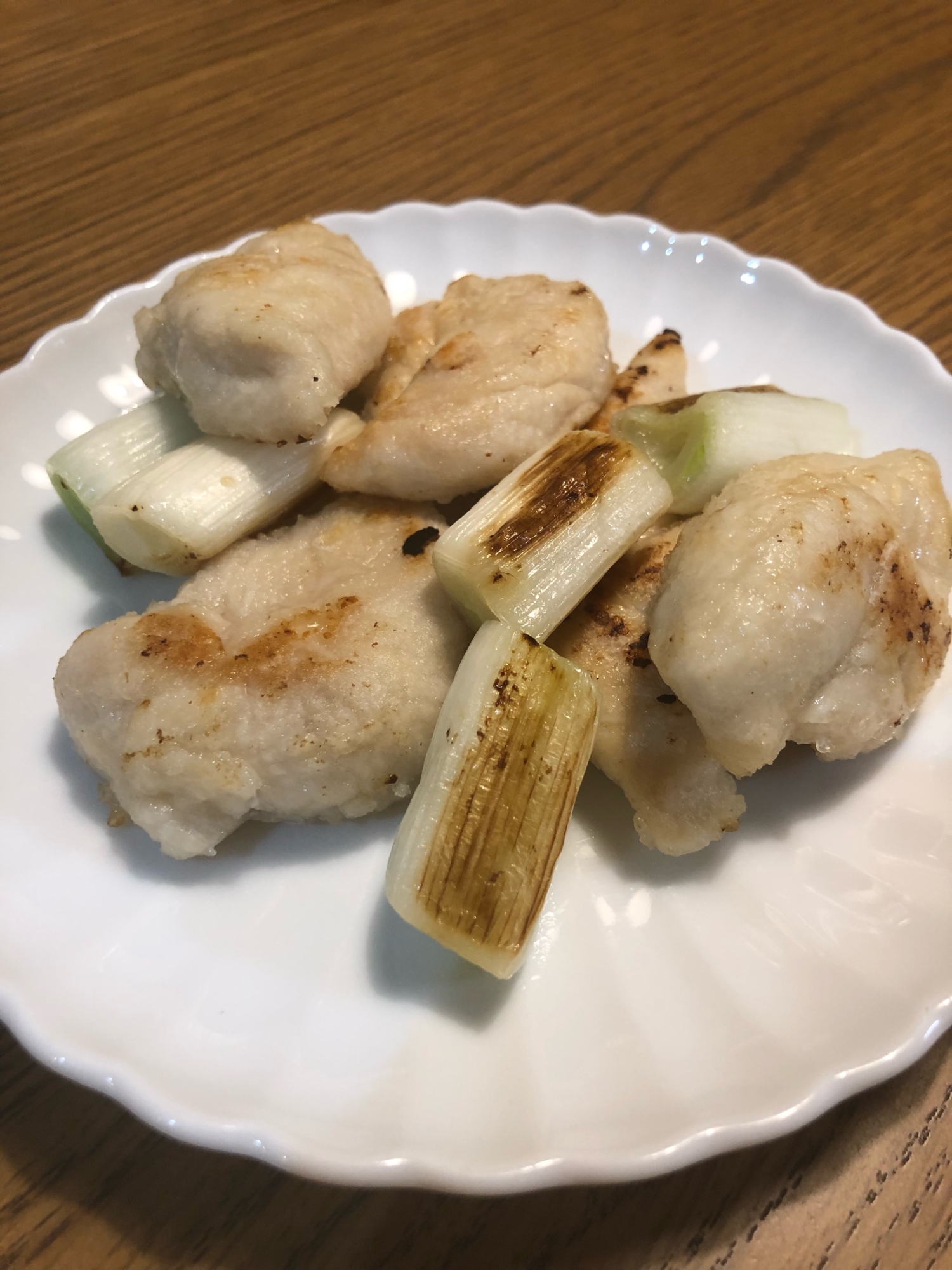 ささみと白ネギの焼き鳥風♫