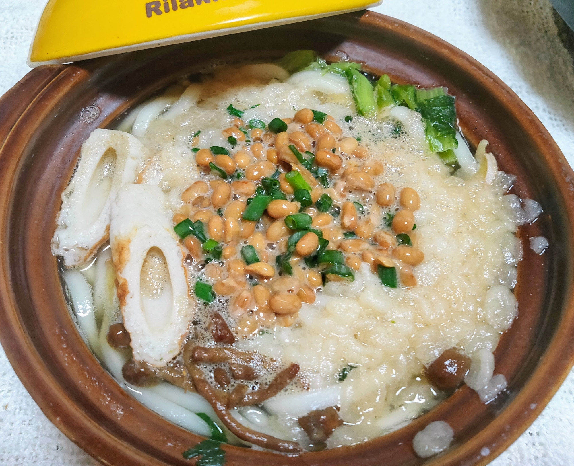 ねばとろ鍋焼きうどん レシピ・作り方 by neko and - 楽天レシピ