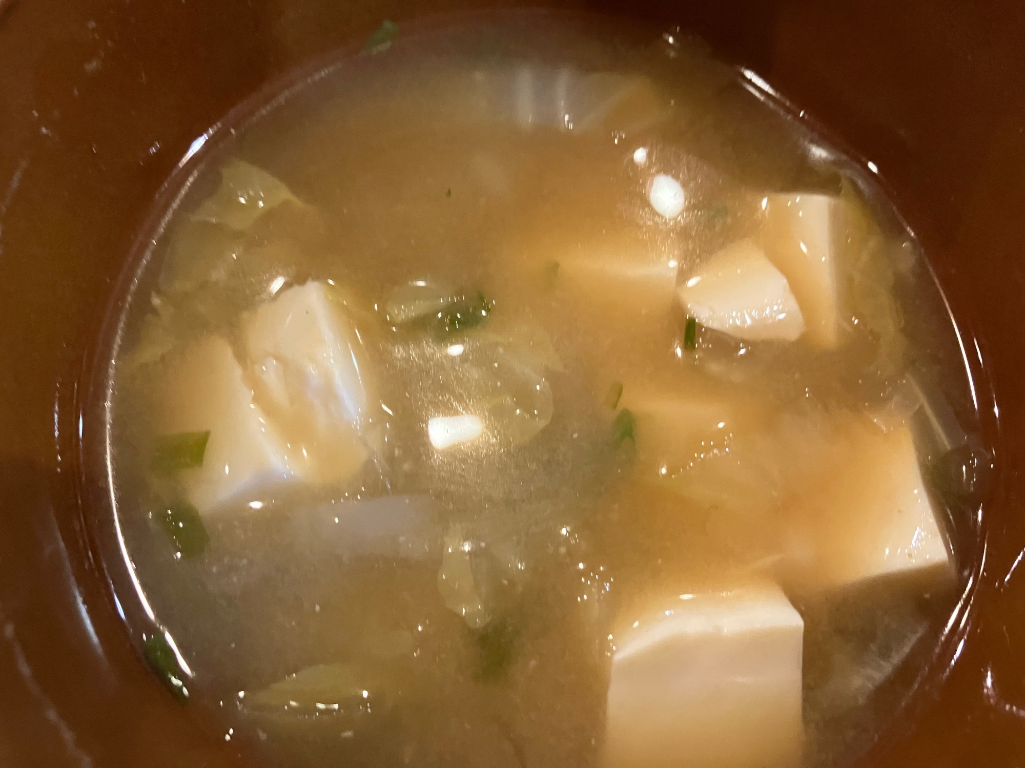 白菜と豆腐とネギの味噌汁