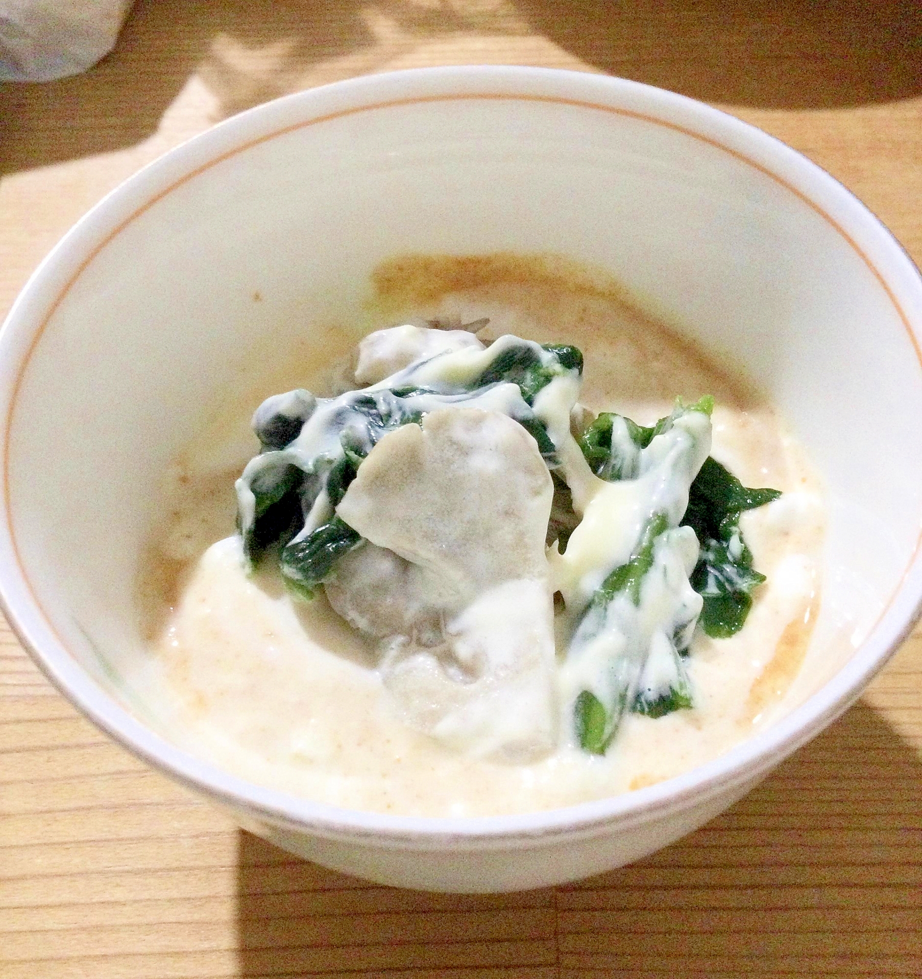 ほうれん草舞茸乗せ☆ヨーグルト♪