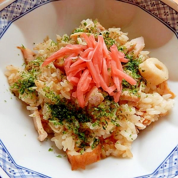 いいダシが出る❤甘塩鮭&エノキ&竹輪の炊き込みご飯