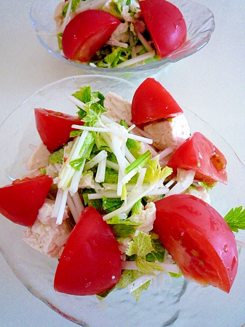 豆腐と水菜とトマトのサラダ♪