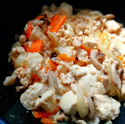 片栗粉で❤卵なし６分！？やや中華な炒り豆腐♪