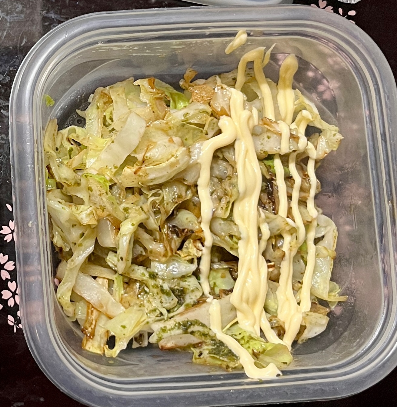 青のりとウスターソースキャベツ炒め