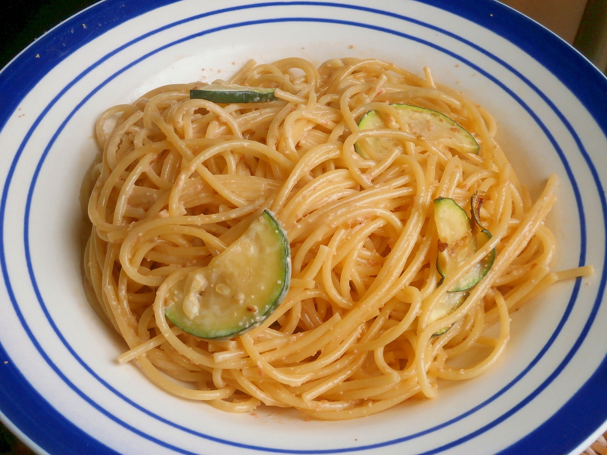 ズッキーニと明太子のパスタ