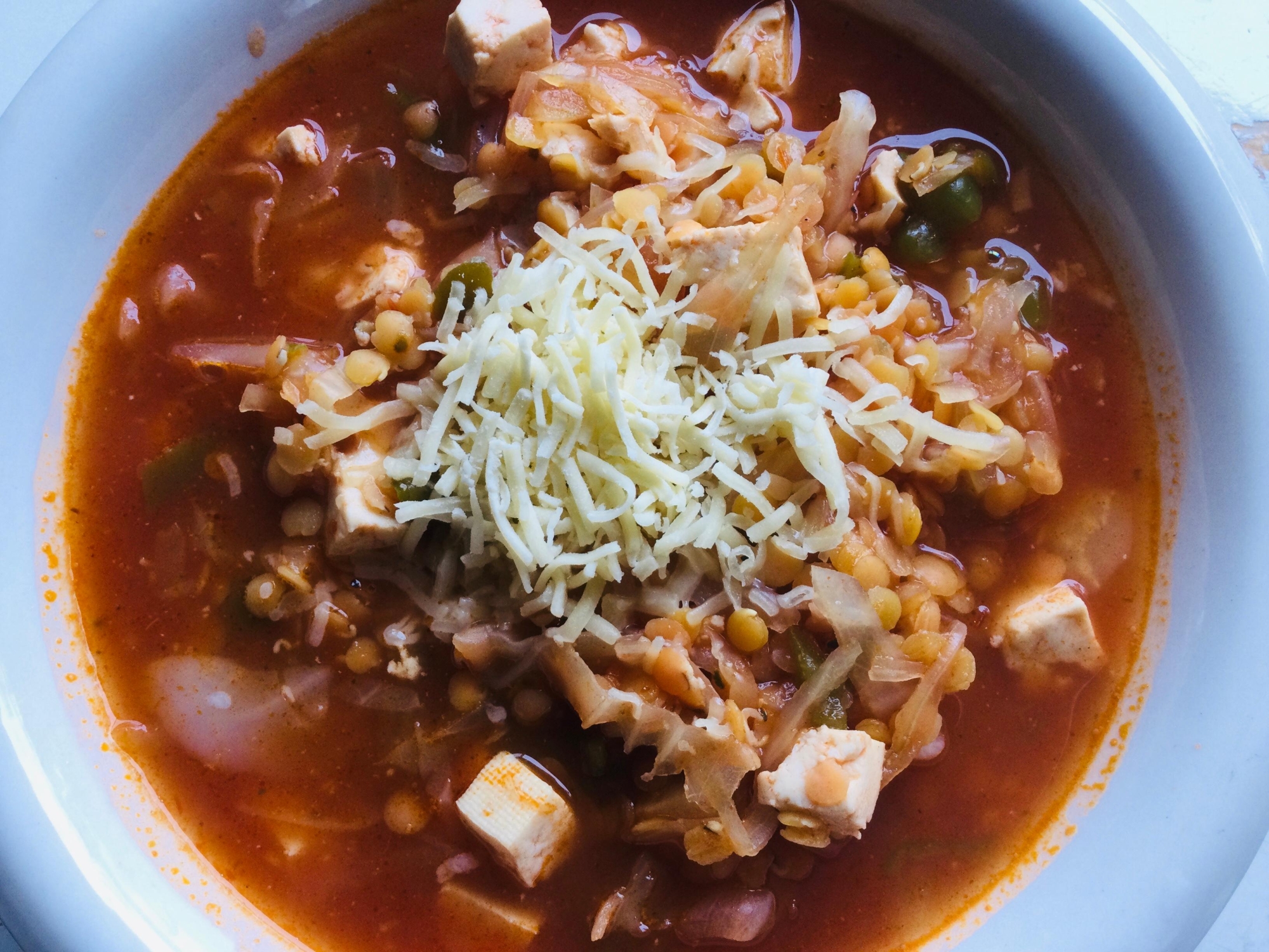 レンズ豆と豆腐のトマトスープ
