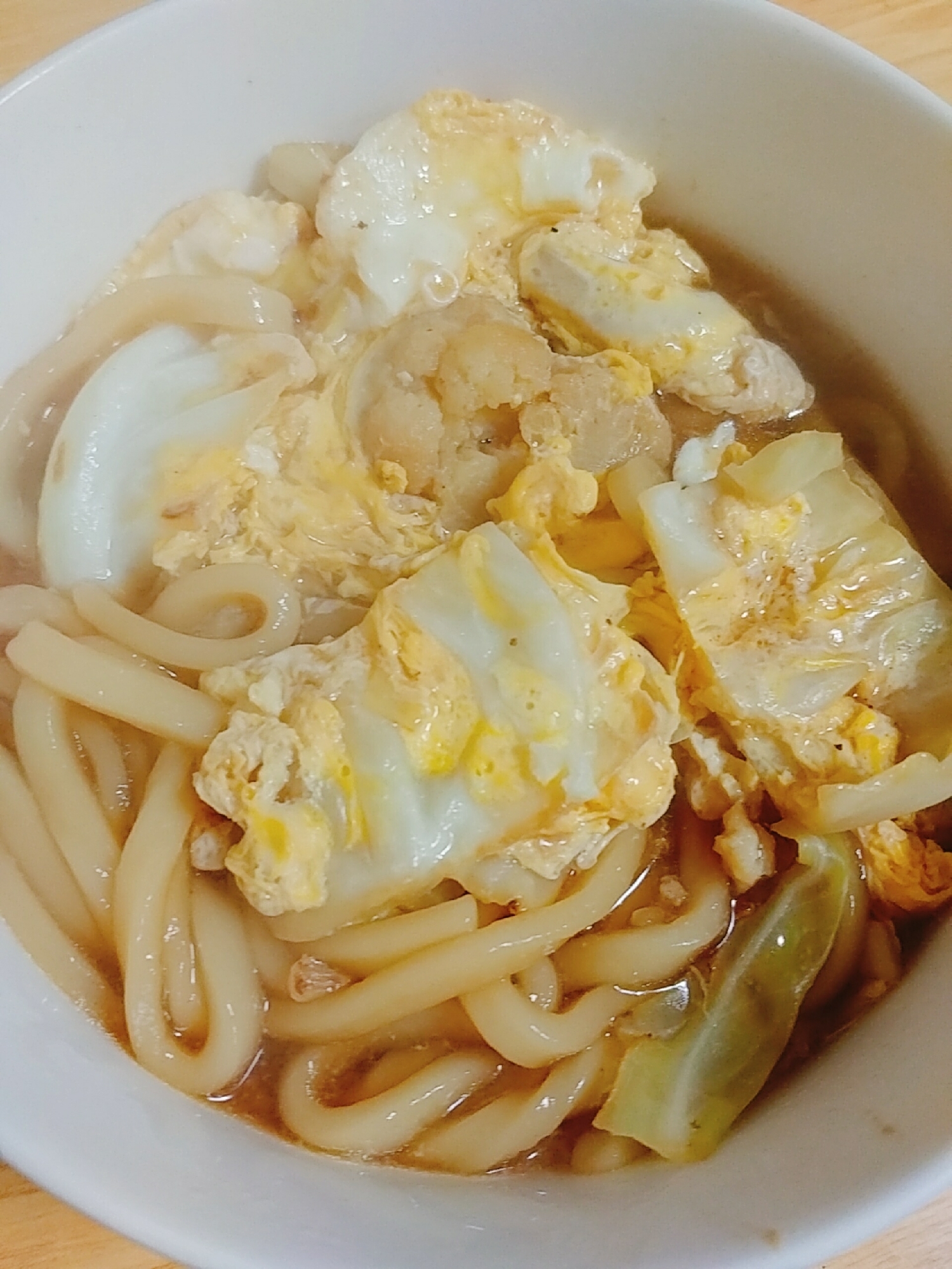 キャベツとカリフラワーの卵とじうどん