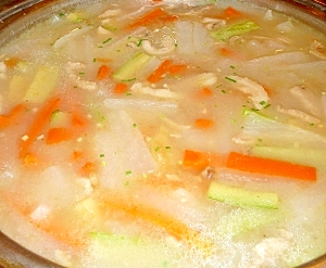 炒めて煮るからコクが出る！鶏肉と野菜の中華スープ