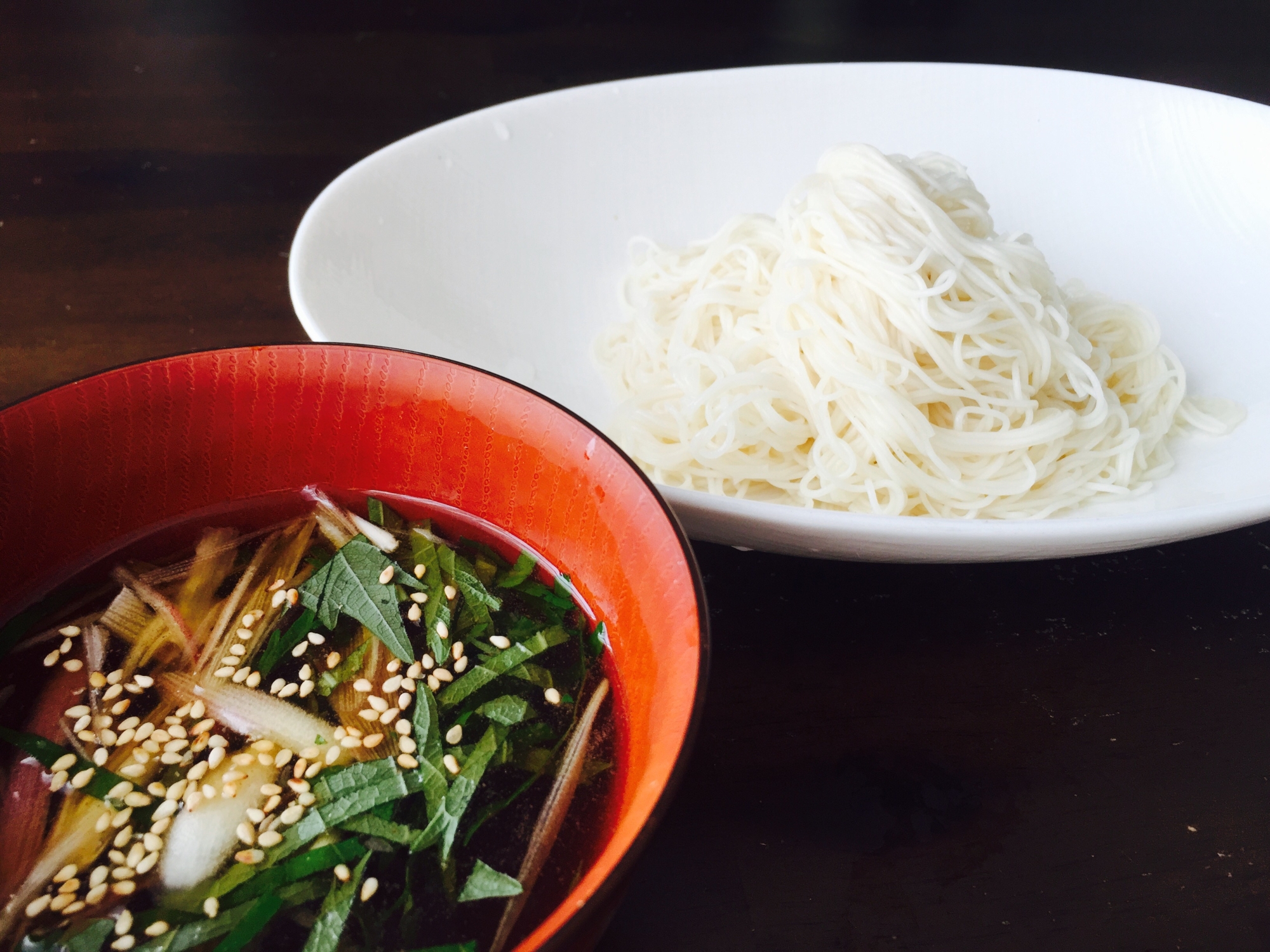 みょうがとしそで！さっぱりそうめん