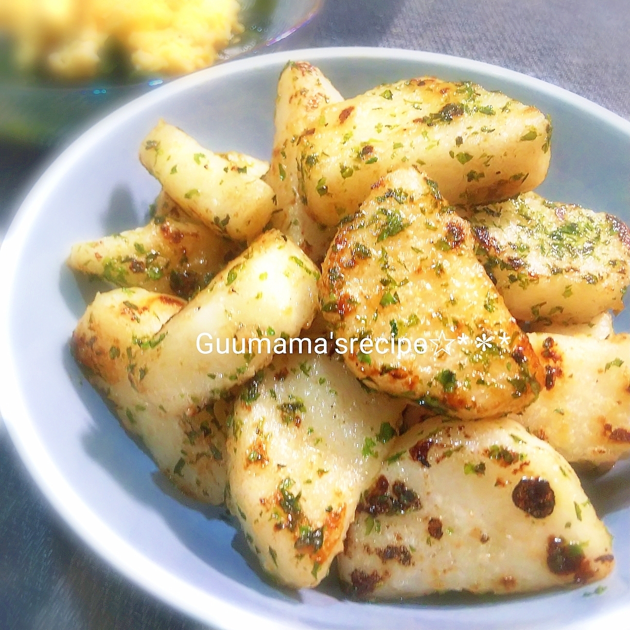 サクサク食感♡長芋の青のりめんつゆバター焼き