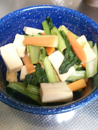 生姜入れ忘れちゃいました…
高野豆腐に煮汁がしみて、おいしかったです♪