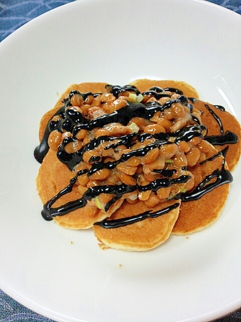 納豆の食べ方-黒ごまパンケーキ♪