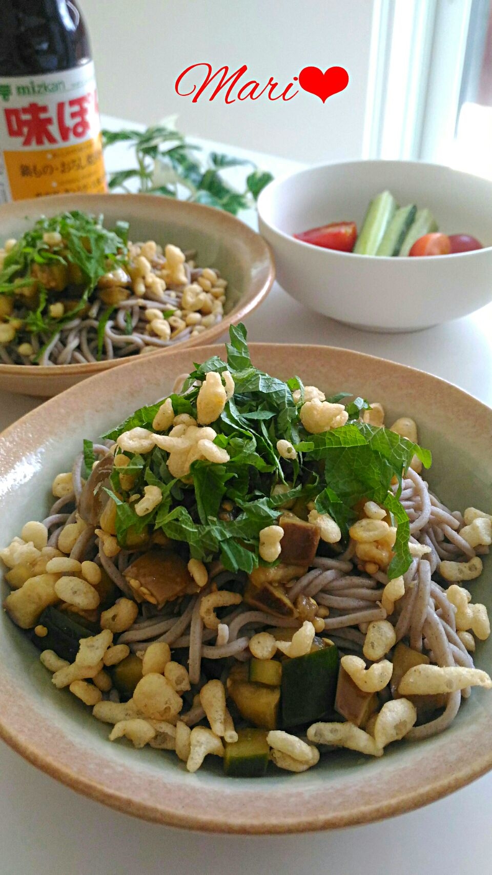 味ぽんで☆大葉香る！ナスときゅうりのお蕎麦