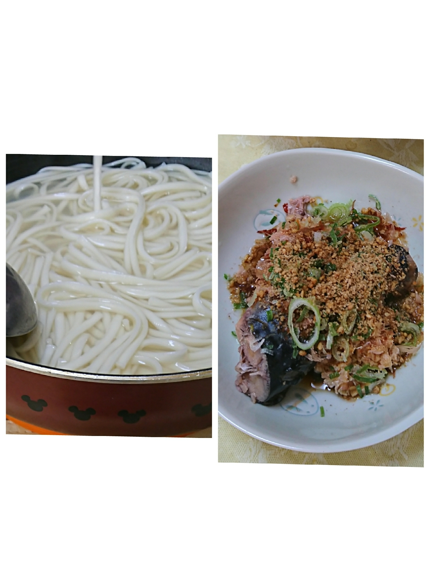 サバ缶納豆うどん