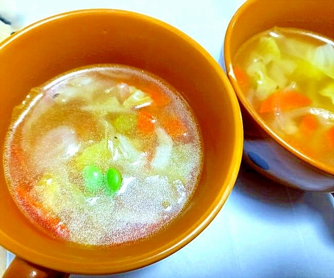 余り野菜で作る簡単コンソメスープ