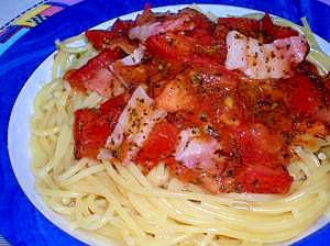 節水で★完熟トマトが美味しい♪スパゲッティ★