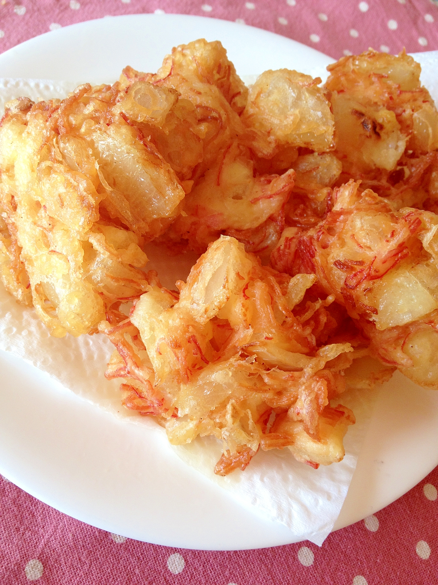 節約レシピ カニカマ 玉ねぎのかき揚げ レシピ 作り方 By ななじまる 楽天レシピ